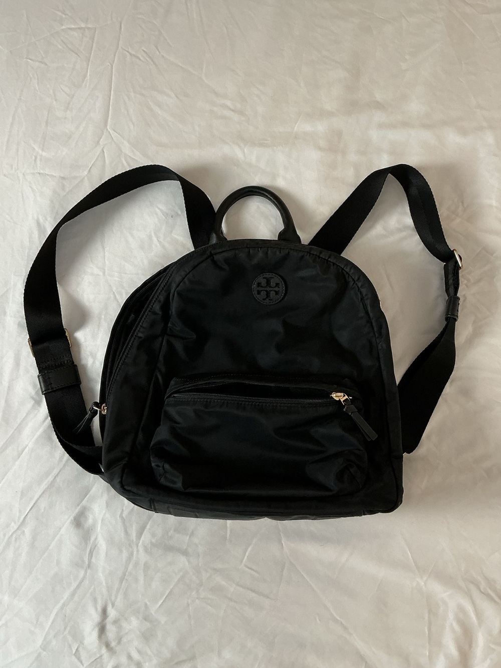 Tory Burch Black Nylon Mini Backpack with Logo